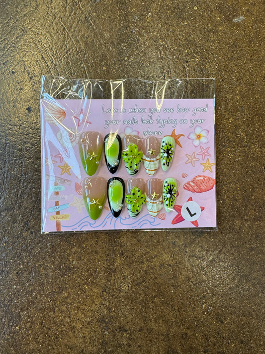 Green Shego Press On Nails