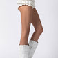 White Eyelet Ruffle Mini Shorts