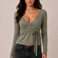 WRAP PLUNGE LONG SLEEVE TOP