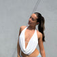 Open Back Halter Cowl Neck Top