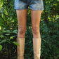 LIVANE Low Rise Denim Mini Shorts