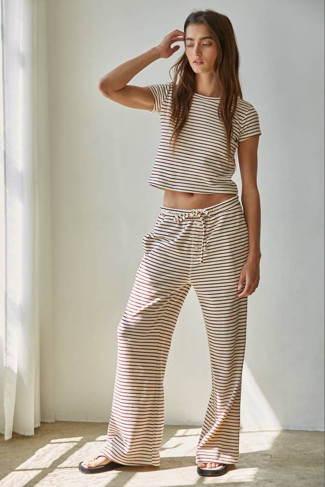 Knit Striped Short Sleeve Top