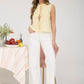 Lace Front Tie Sleeveless Blouse
