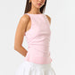 Knit Boatneck Tank with Side Ruched Detailing