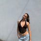 Brown Lace Halter Corset Top