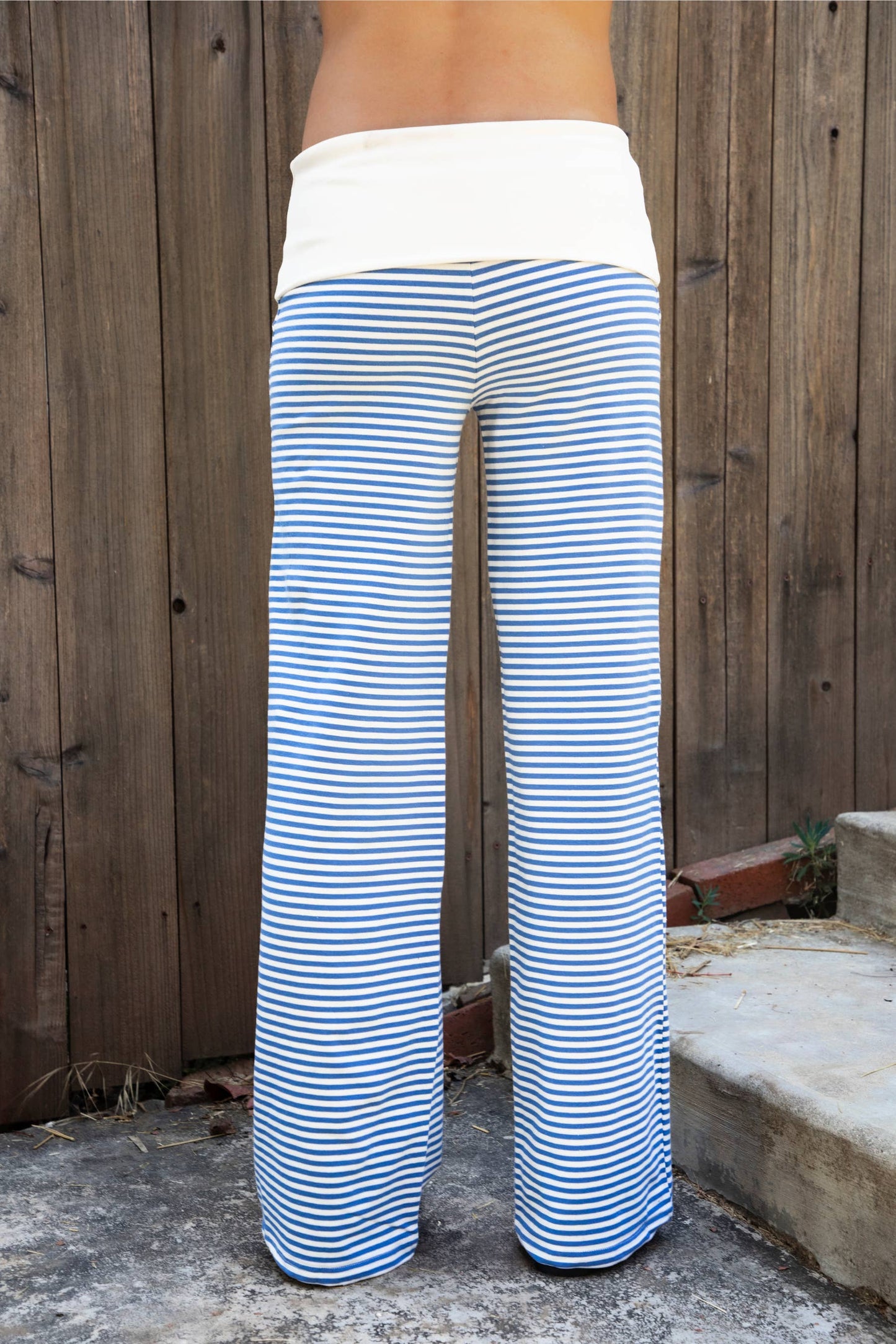 BRISA French Terry Stripe Foldover Pants