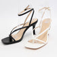Open Square Toe Strappy Sandal Heel