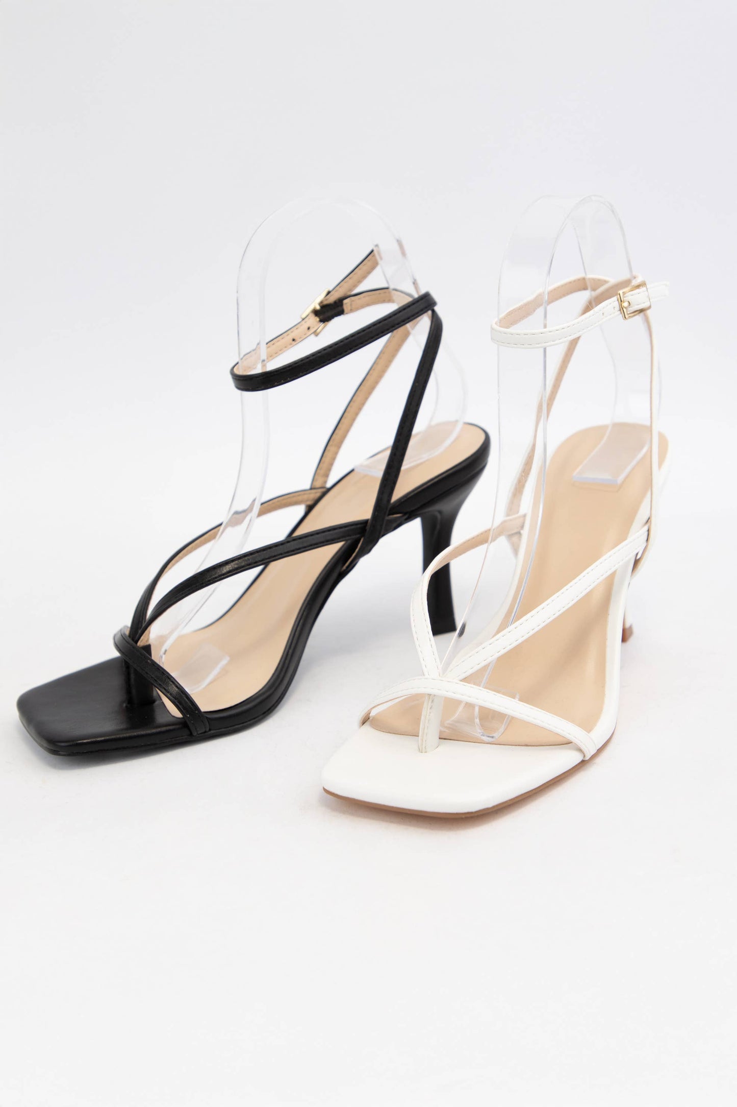 Open Square Toe Strappy Sandal Heel