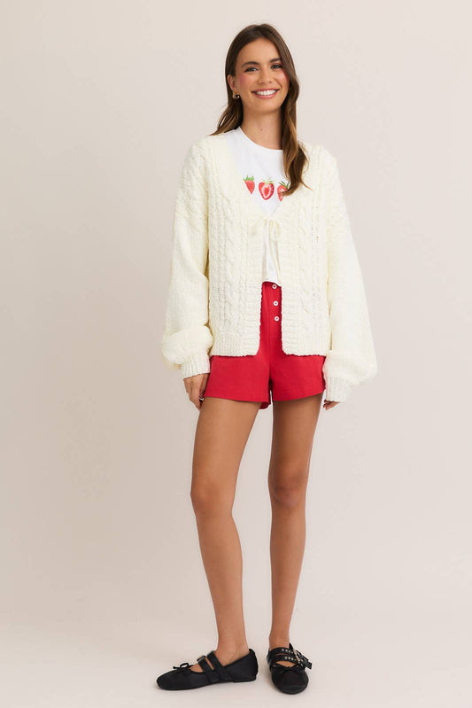 Ivory Front tie Cardigan