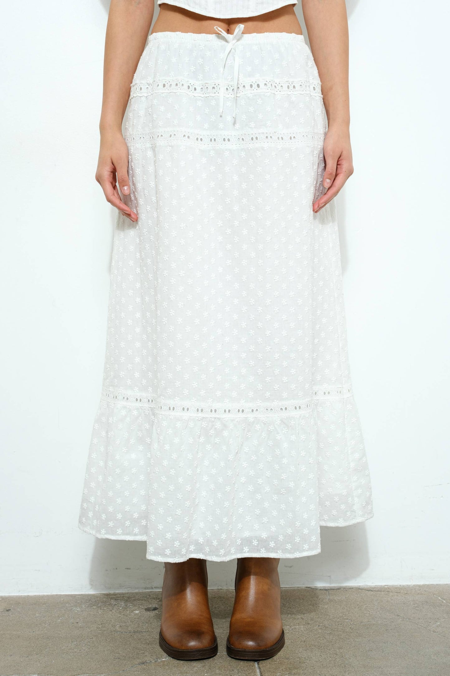 Cottage Core White Maxi Skirt