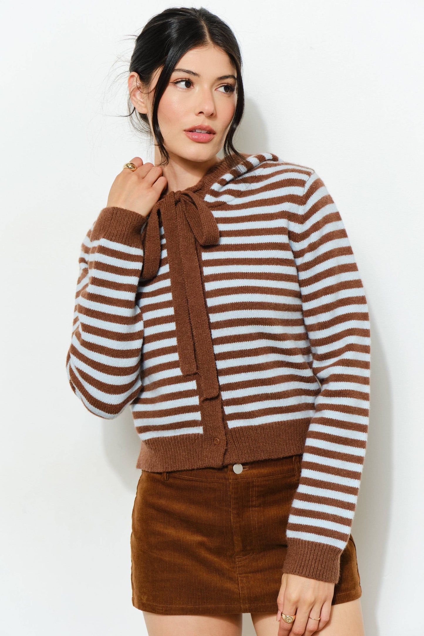 Stripped Hoodie Cardigan