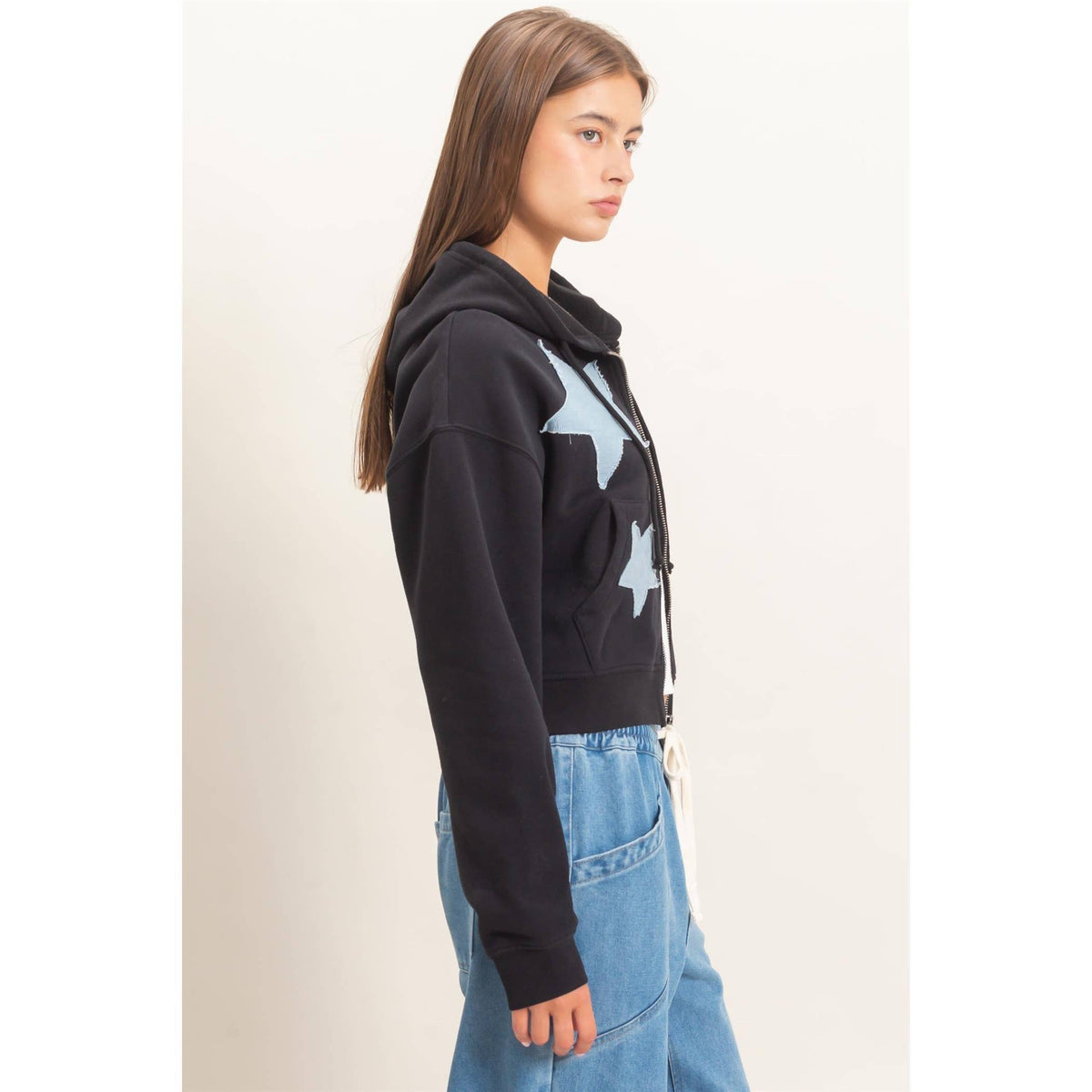 Star Patch Zip-Up Hoodie