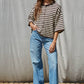 Knit Sweater Striped Quarter Sleeve Cardigan