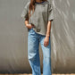 Cotton Striped Short Sleeve Crew Neck Top