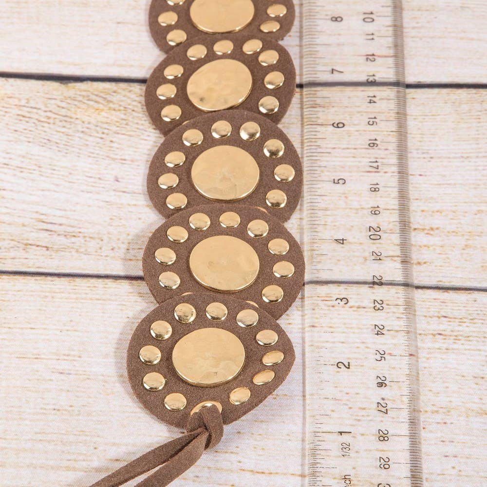 Concho Disc Link Vegan Leather Belt