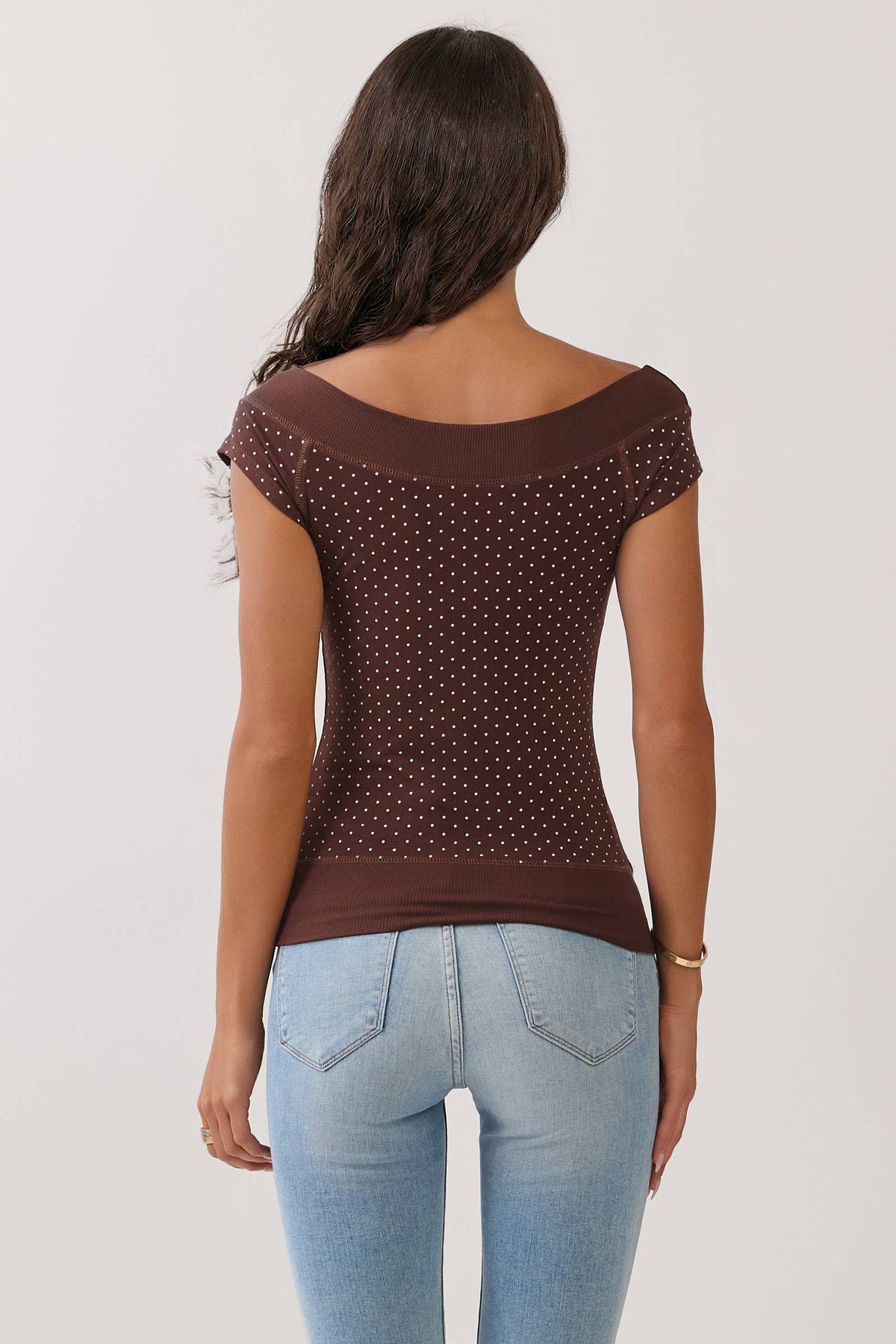 Polka Dot Boat neck Top