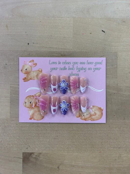 Light Pink/Purple Flower Nails