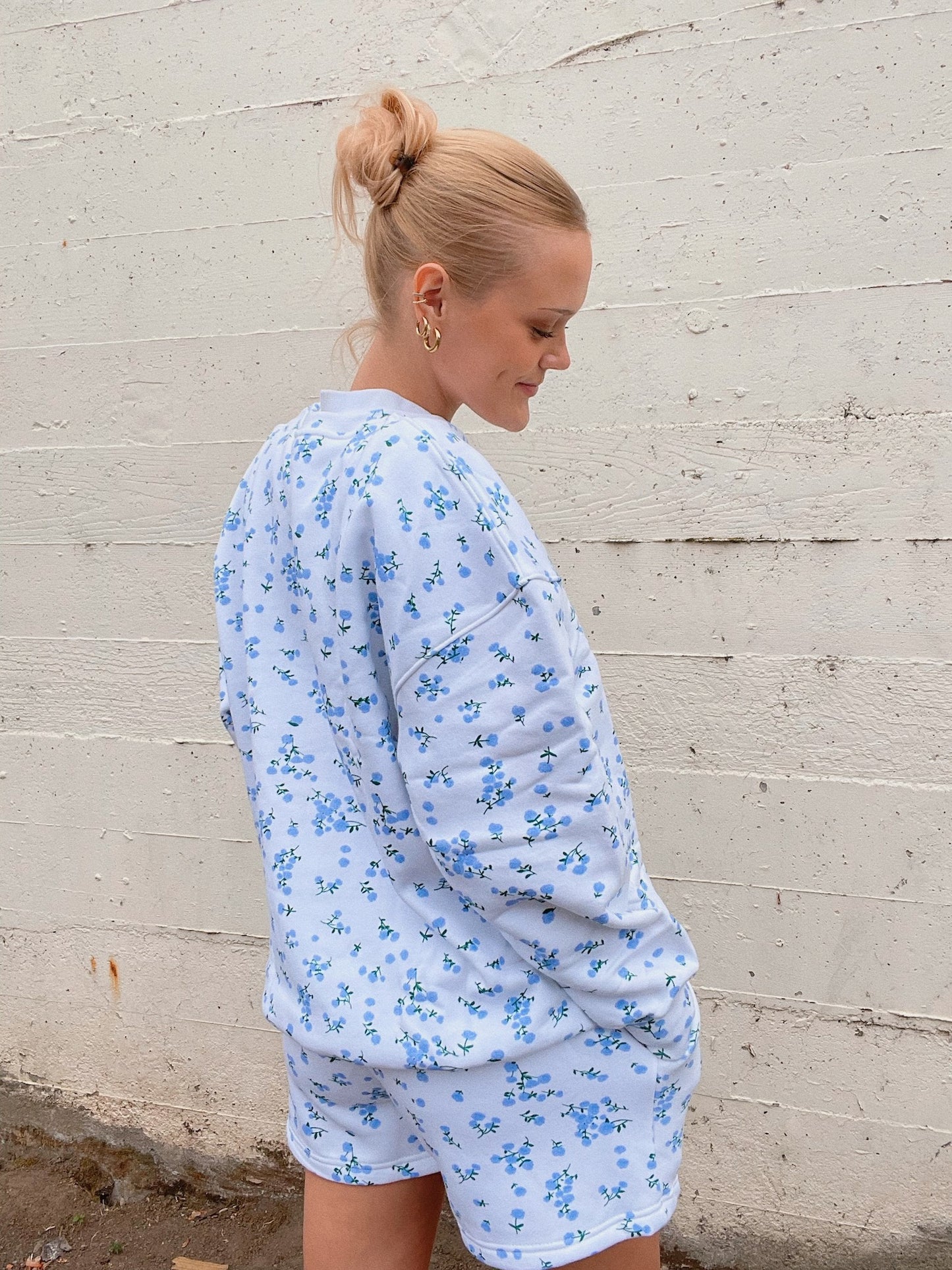 Blue Floral Crewneck