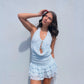 Floral Lace Ruffle Open Back