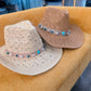 Blue Shell Woven Straw Western Hat