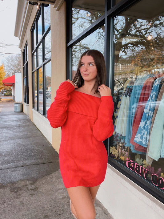 Off The Shoulder Sweater Dress