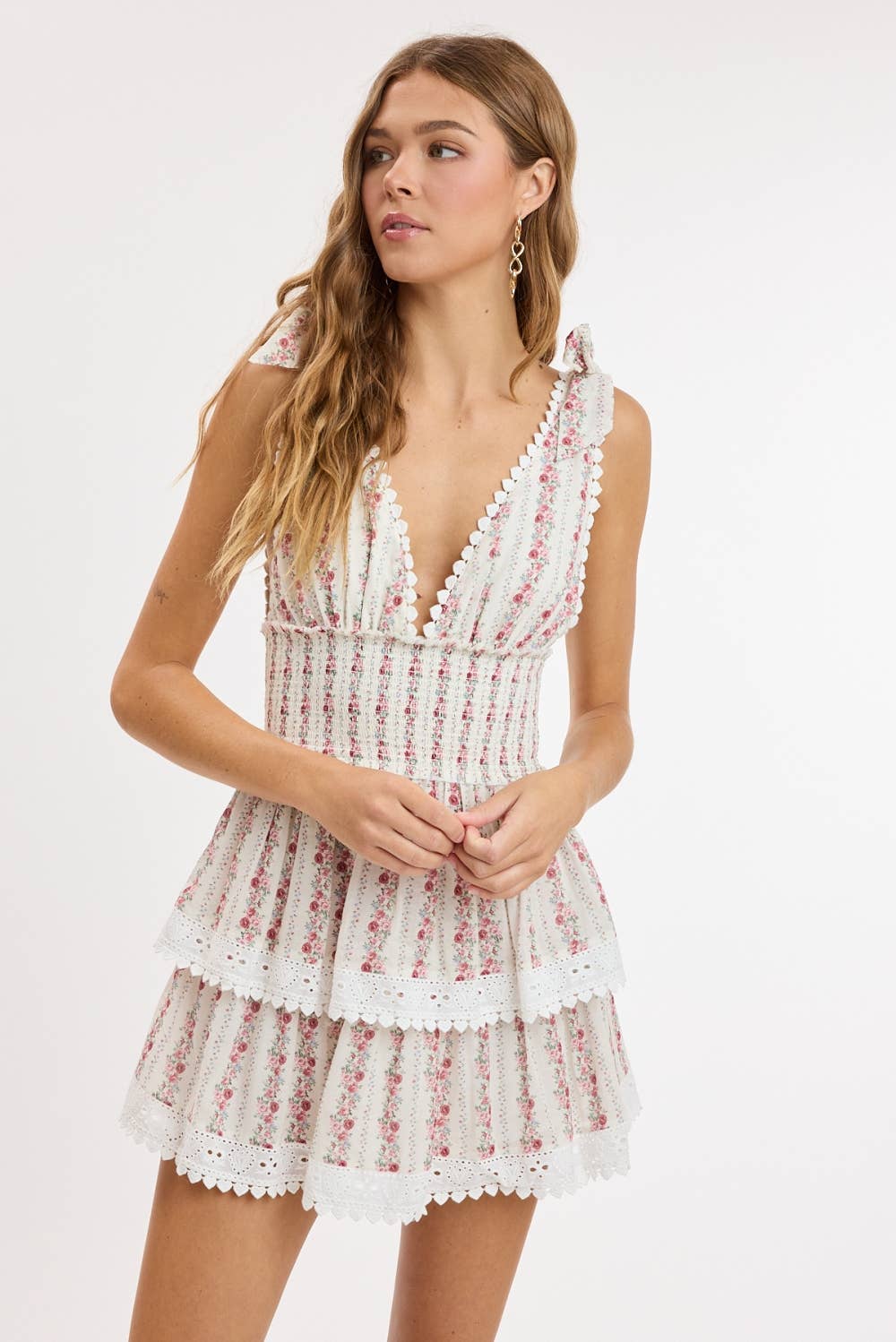 BURGUNDY FLORAL LAYERED LACE MINI DRESS
