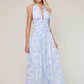 FLORAL CHIFFON HALTER MAXI DRESS