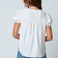EMBROIDERED LACE TRIM PINTUCK DETAIL TOP