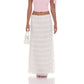 Ruched Dotted Maxi Skirt in White