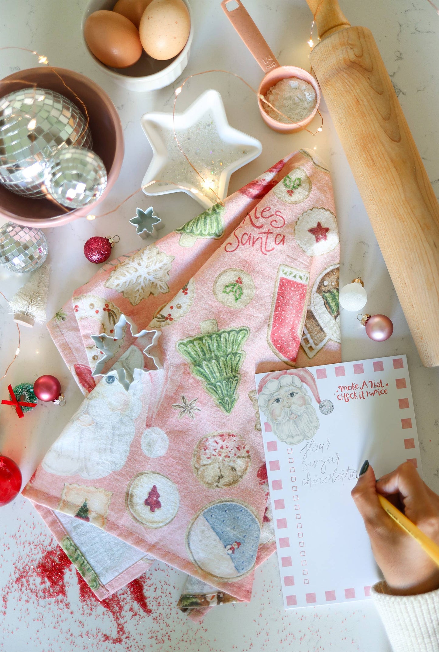 Christmas cookies for Santa cotton tea towel