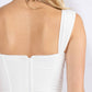White Solid Mesh Corset Top