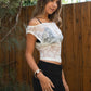 Lace Off The Shoulder Soft Draped Fit Top