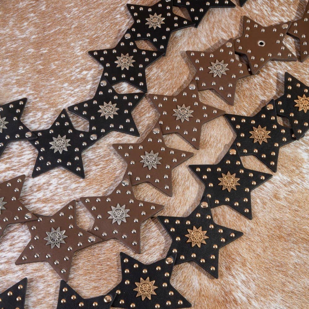 Studded Stars Western Link Vegan Leather Belt