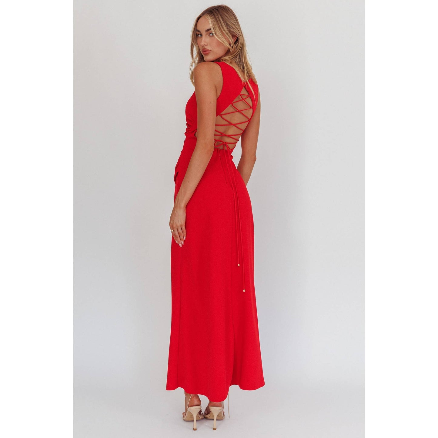 HIGH NECK RUCH MAXI DRESS