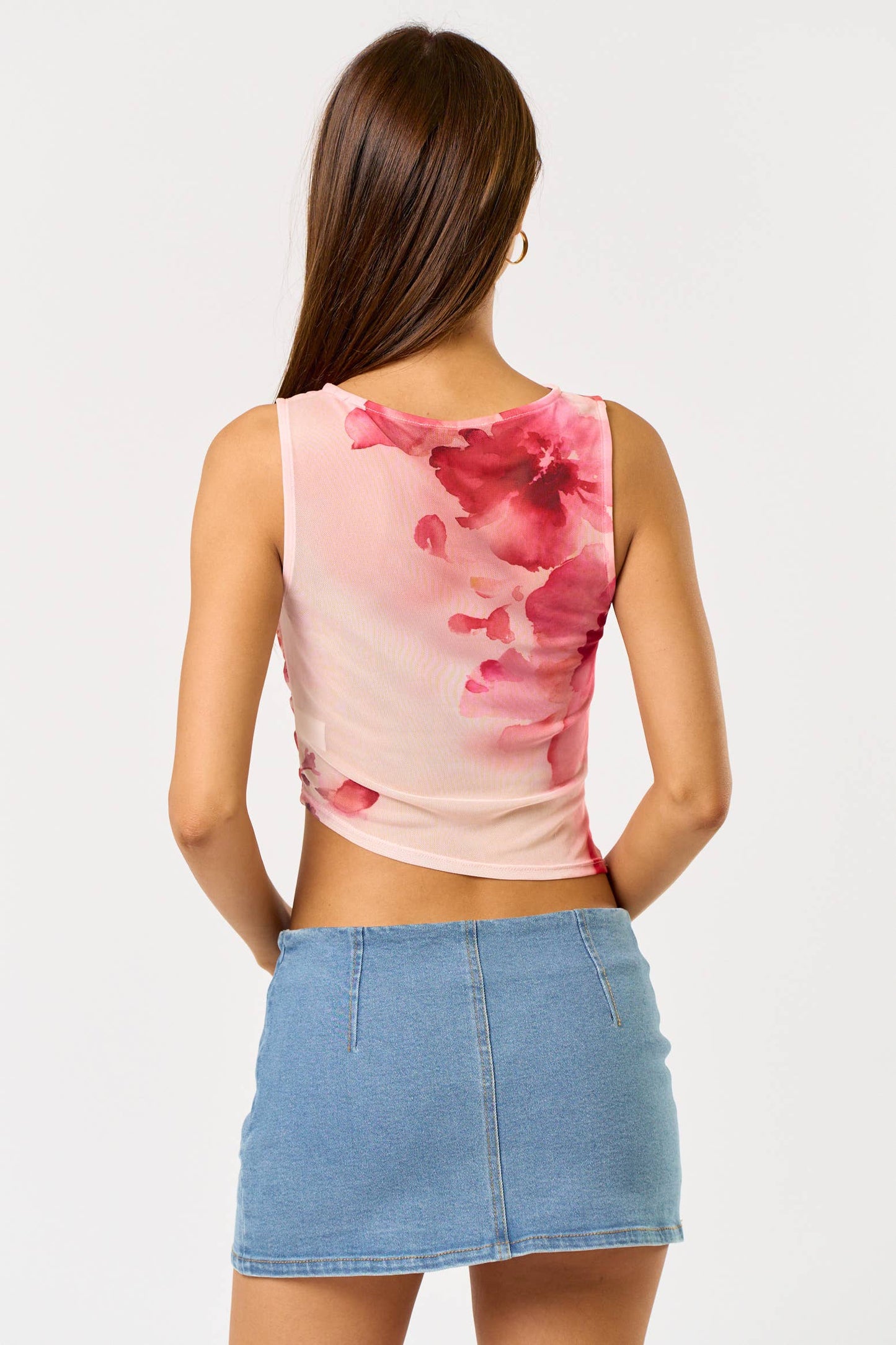 Mesh Floral Print Sleeveless Top