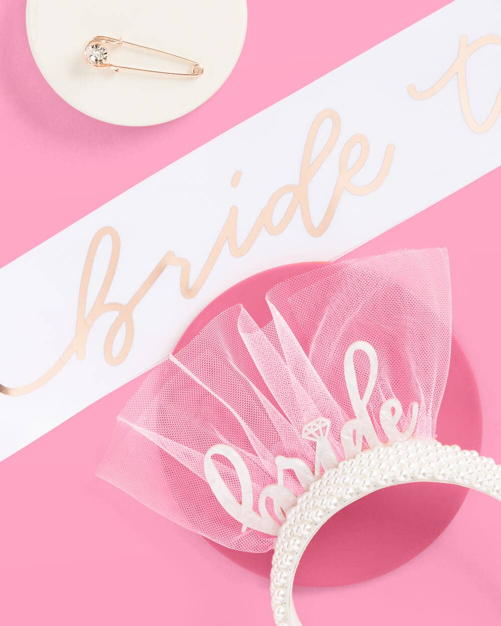 Bride To Be Accessory Kit; Sash, Pearl Headband, Gift Bundle
