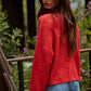 Knit Sweater Rolled Round Neck Pullover Top