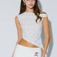Polka Dot Asymmetrical Off Shoulder Top