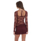 Sheer Lace Top in Burgundy