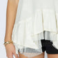 Grommet Detailed Lace Peplum Tunic Top