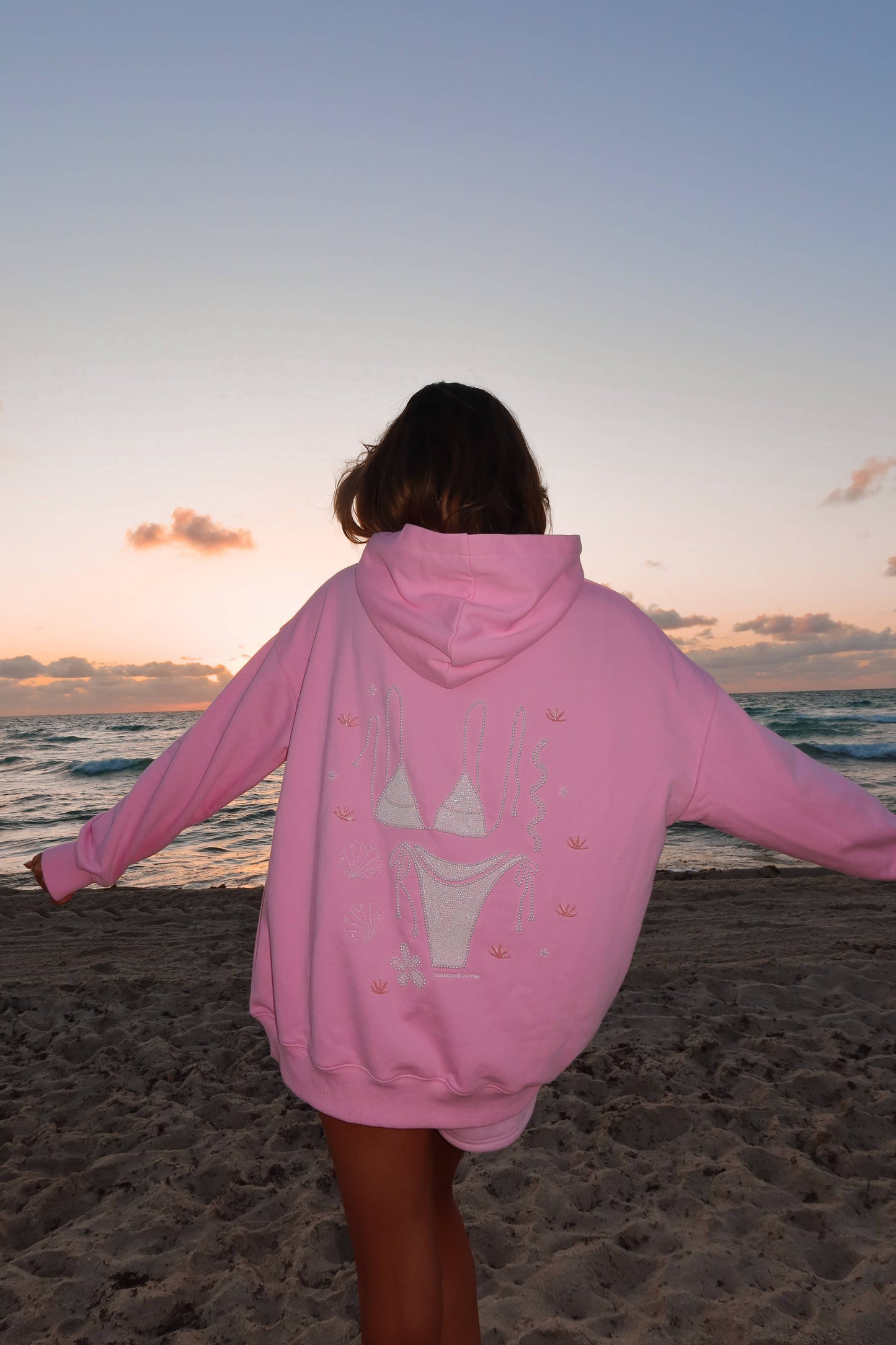 Lottie Pink Bikini Beaded Ocean Hoodie