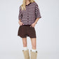 Leah Striped Short Sleeve Cardigan