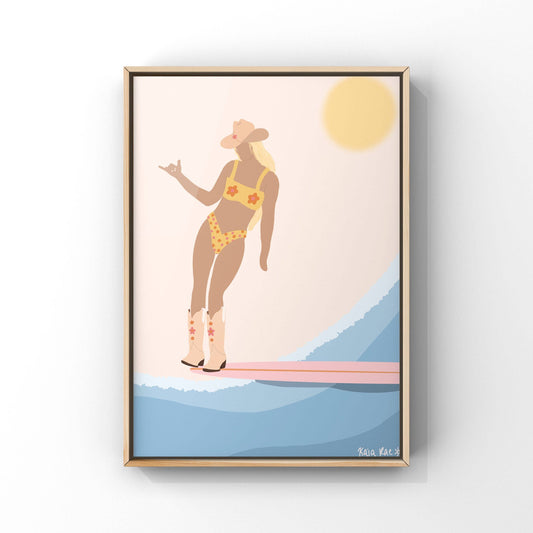 Flower Power Surf Cowgirl Print