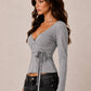 WRAP PLUNGE LONG SLEEVE TOP