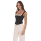 Two-Toned Detailed Corset Top in Black