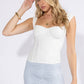 White Solid Mesh Corset Top