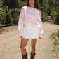 Striped Knit Off The Shoulder Sweater