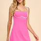 CD05028-Motion Square Neckline White Binding Dress