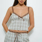 Lace Dusty Blue Trim Plaid Cami