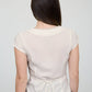 V NECK LACE TRIM BUTTON DOWN BLOUSE
